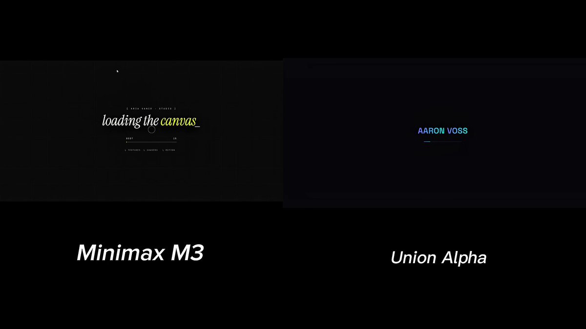 同一提示词对比 MiniMax M3 与 Union Alpha 的耗时和花费