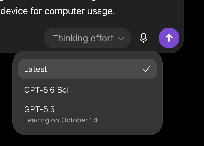 Why does ChatGPT still use 5.6 Sol, one user asks