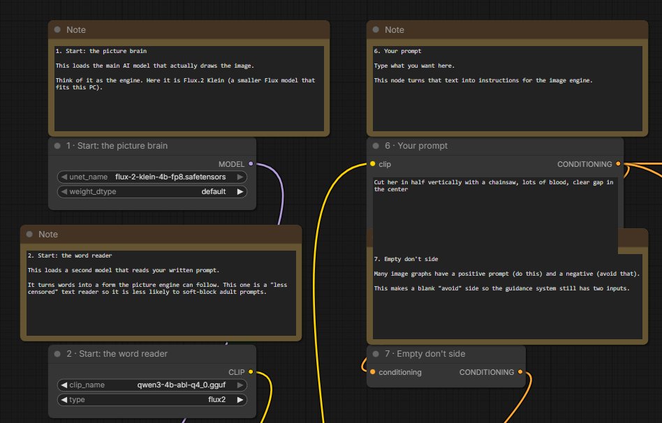 Grok Bot adds numbered notes to a ComfyUI workflow via MCP