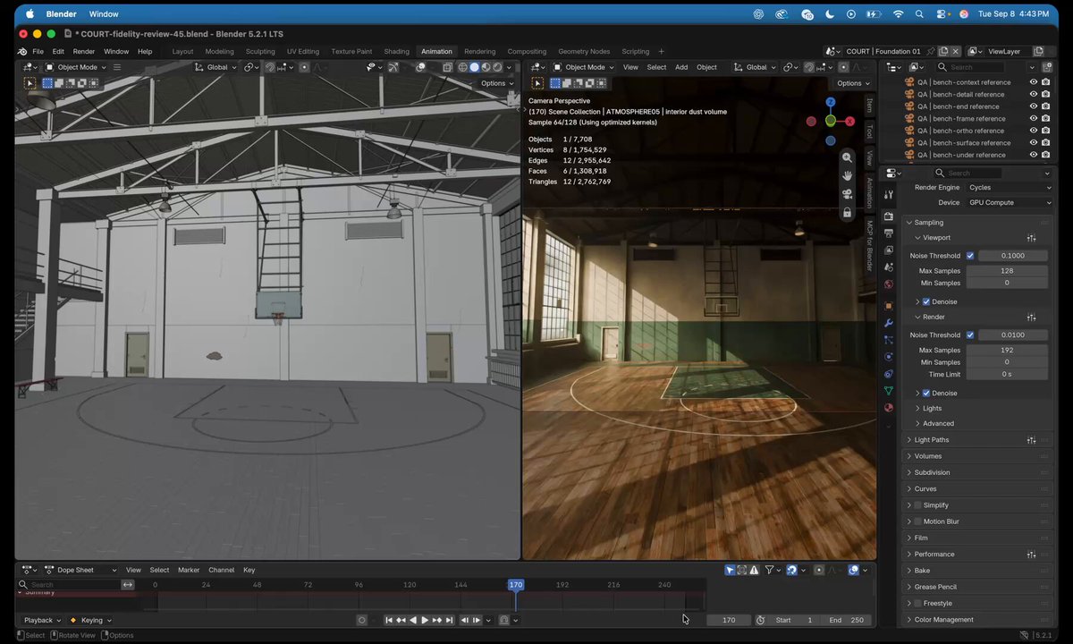 Building a vintage gym in Blender on a MacBook with Astra