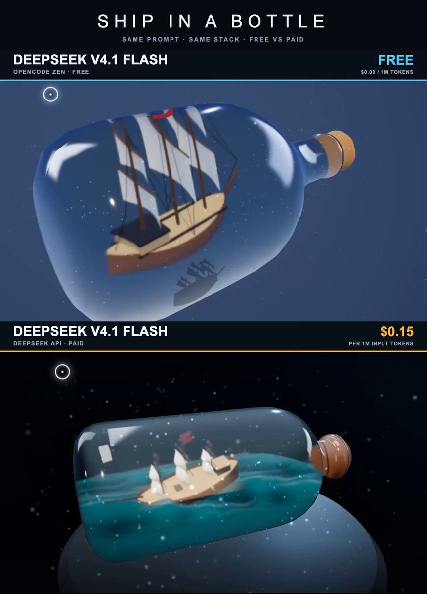 实测 V4.1 Flash 免费版与付费版生成水面效果对比