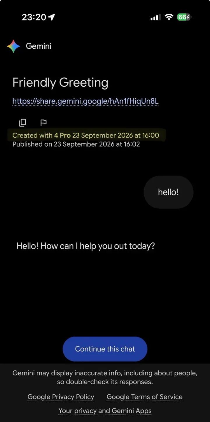 移动端出现「Created with Gemini 4 Pro」水印