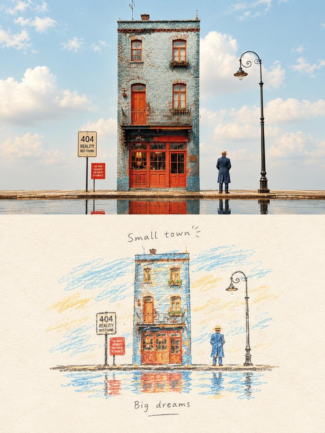 把旅行照片转成手绘旅行日记插画的两段提示词