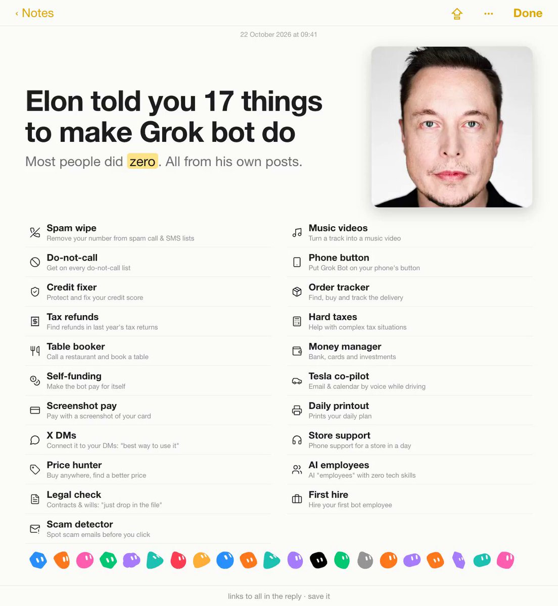 Musk-shared Grok Bot use cases: money, scams, bookings