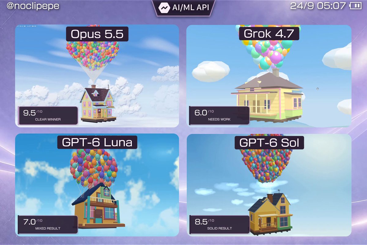 Four AIs build the house from Up: time and cost compared