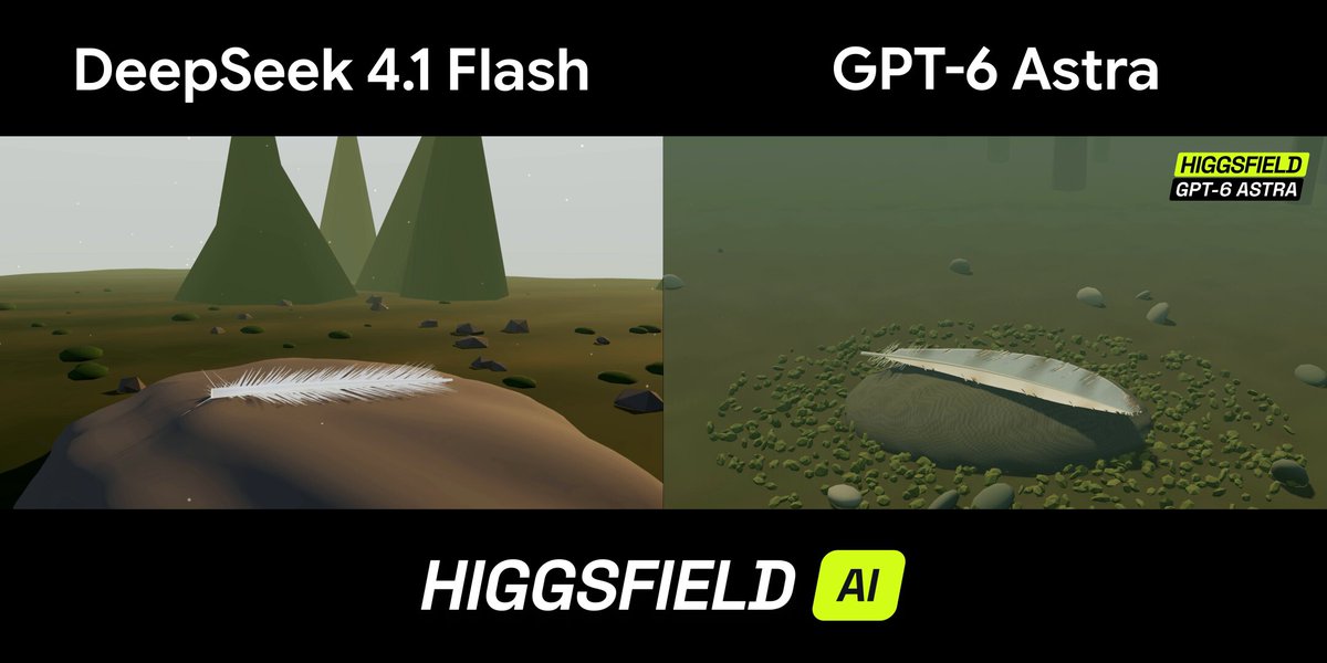 DeepSeek 4.1 Flash 对比 GPT-6 Astra + Higgsfield 羽毛物理
