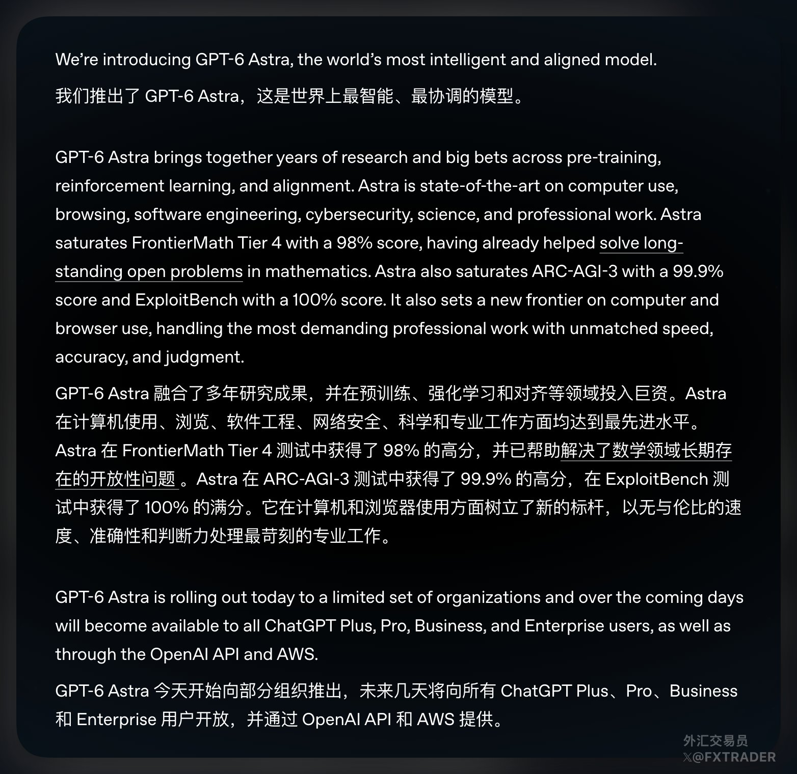 OpenAI releases GPT-6 Astra, calling it its smartest and most aligned model (image 1 of 2)