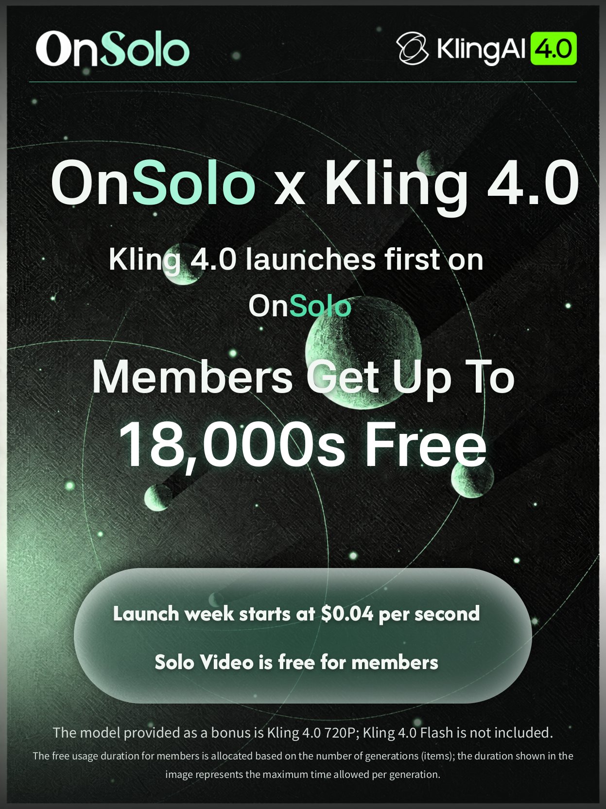 OnSolo launches Kling 4.0 from $0.04 per second