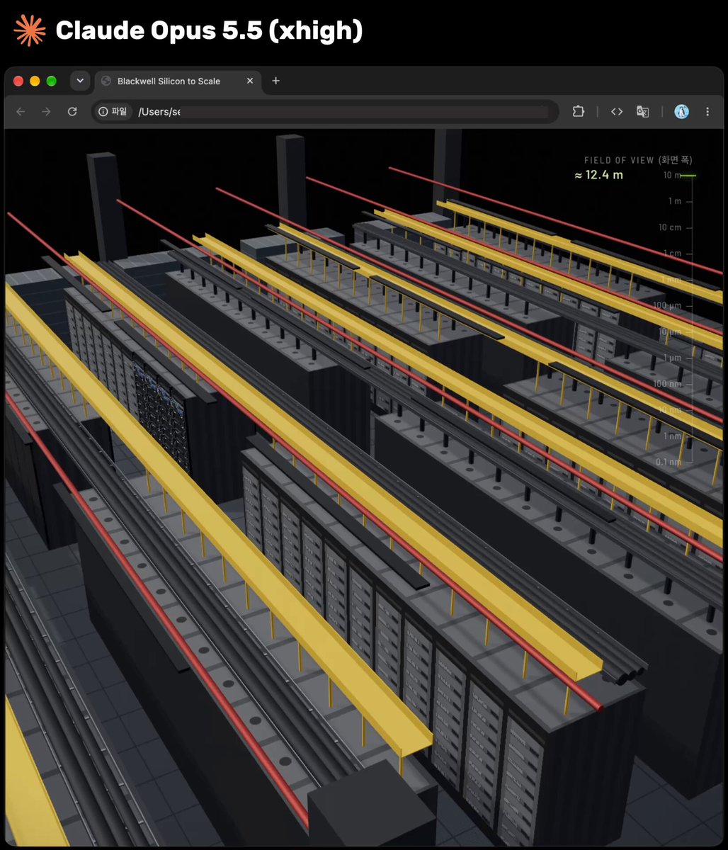 Opus 5.5 builds an Nvidia GPU 3D animation in about an hour