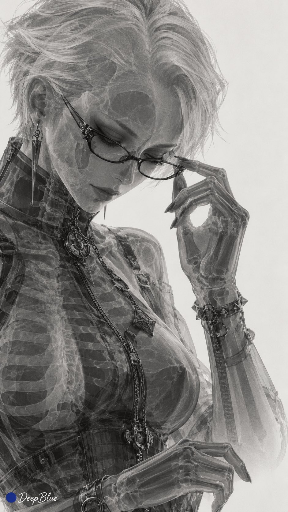 GPT Images 2.5 prompt: anime characters as X-ray radiographs (image 1 of 4)