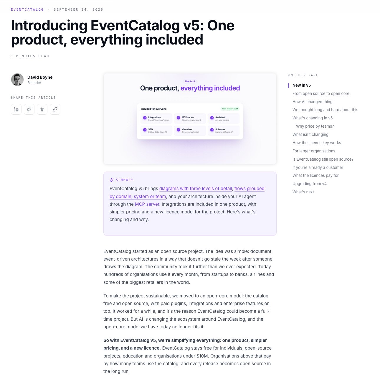 EventCatalog v5 发布:内置 Studio 与 MCP 扩展 UI