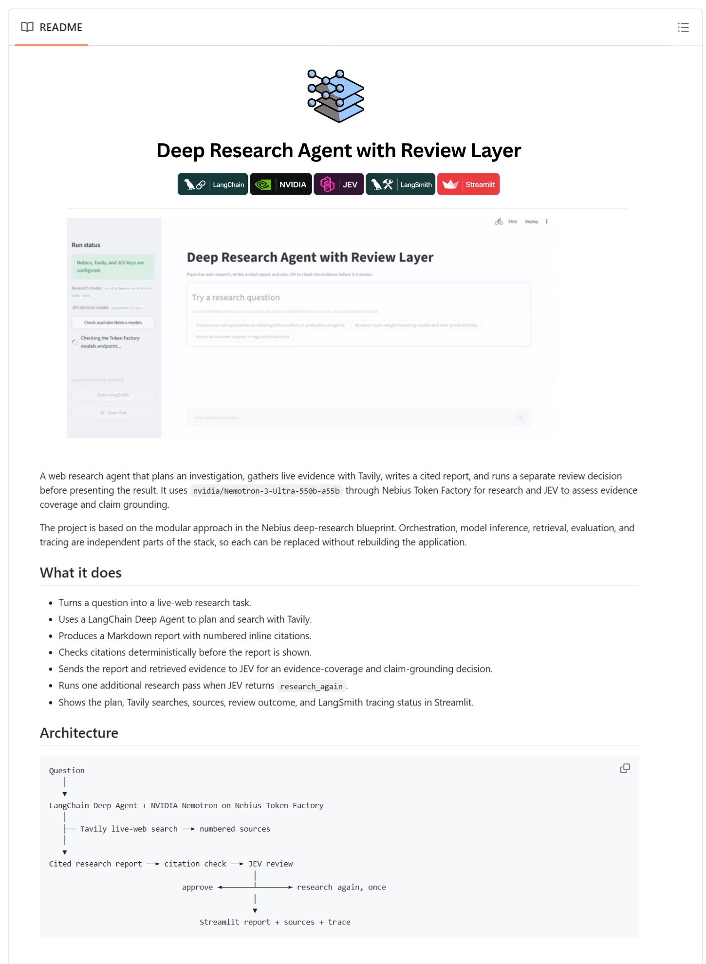 Deep Research Agent 用 Jev 做审核层