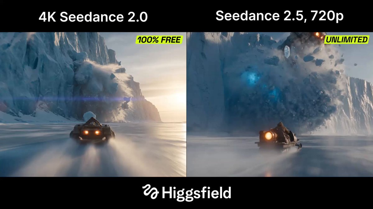 Seedance 2.0 与 2.5 怪兽追逐画质对比