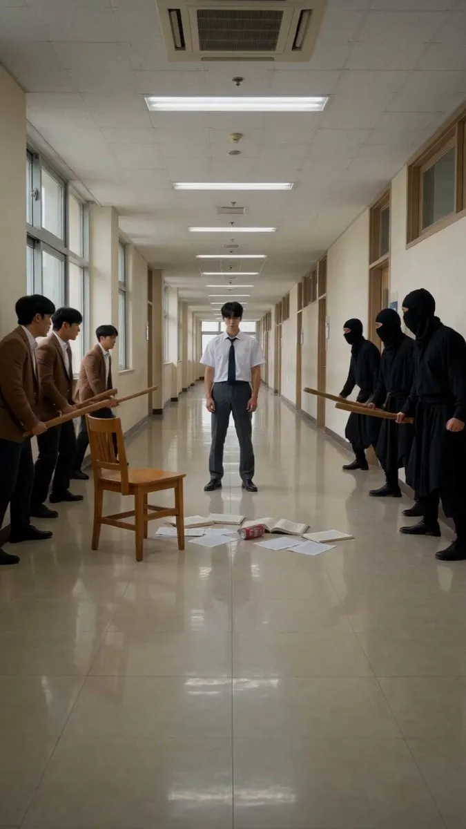 Kling 4.0 Flash test: telekinetic freeze-frame corridor with full prompt