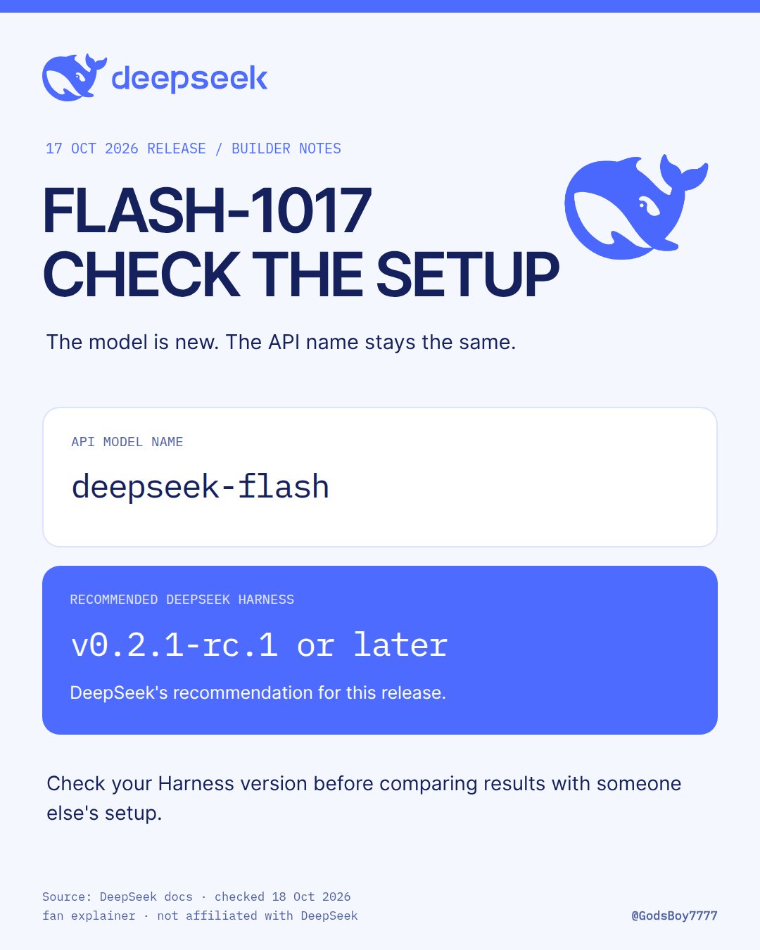DeepSeek 官方：Flash-1017 推荐 Harness v0.2.1-rc.1 及以上