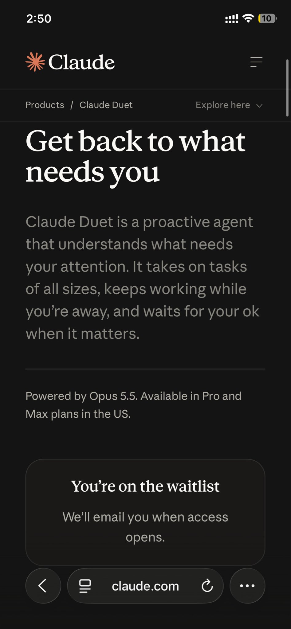 User posts image hoping for Claude Duet early access