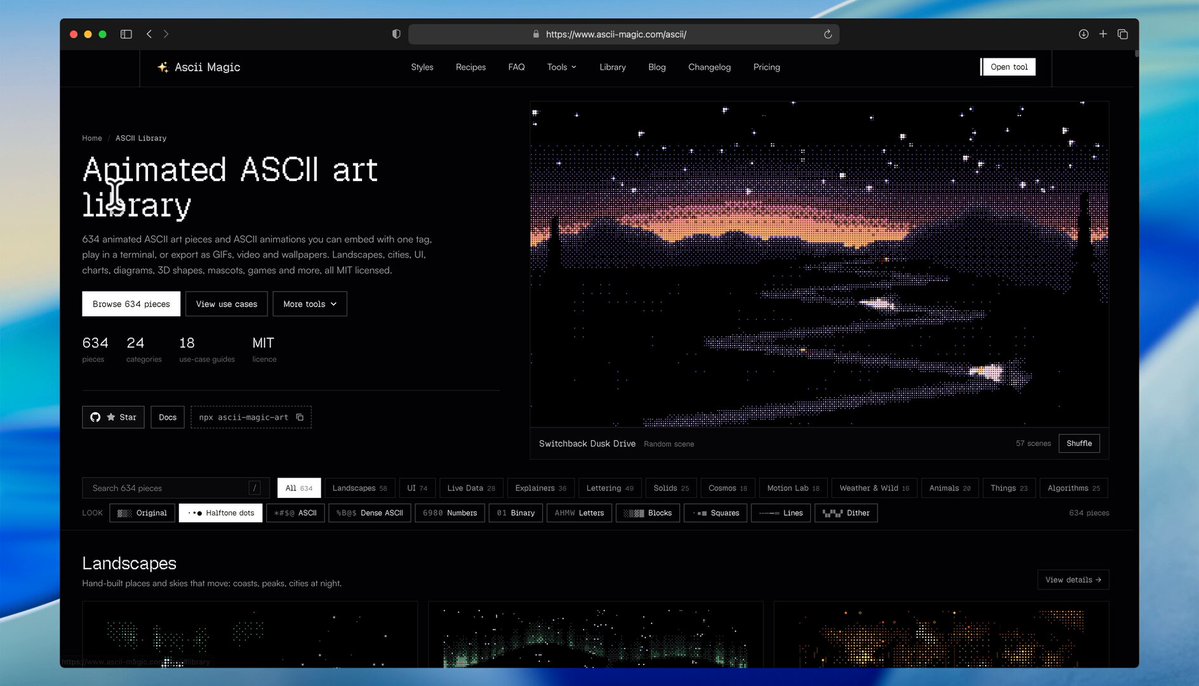 ASCII Magic 上线 634 件动效 ASCII 素材库
