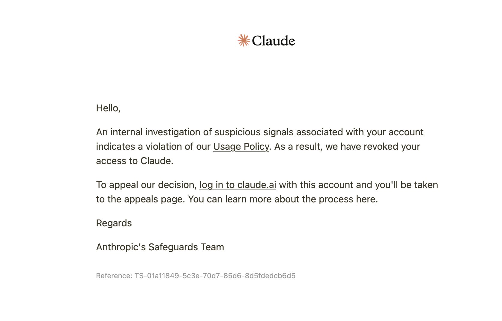 Account banned after about 5 prompts in Claude Code, one user says