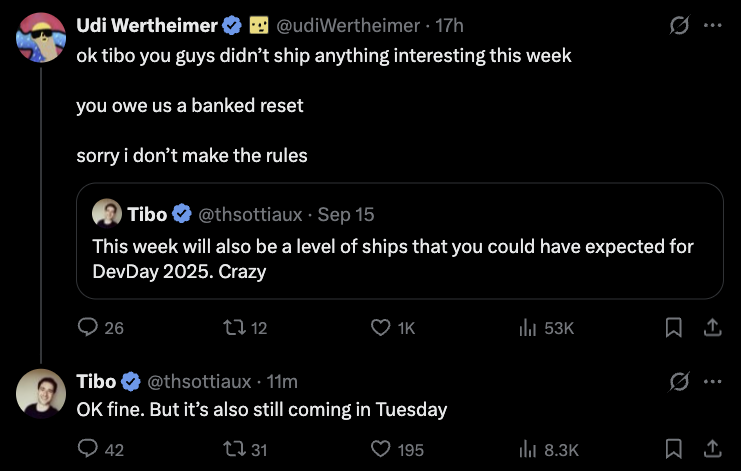 Rumor: next Tuesday brings either GPT-6 Sol or a banked reset