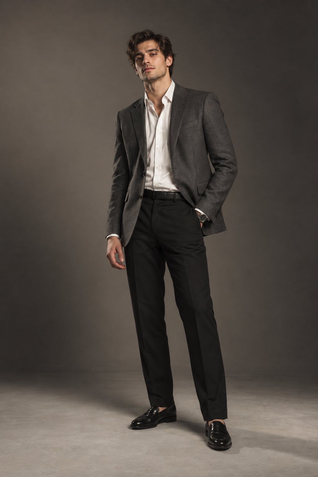 GPT Image 2.5 prompt for a realistic menswear studio shoot