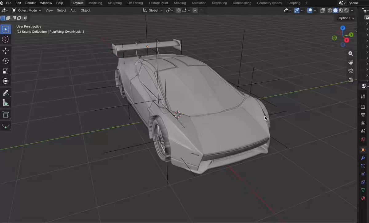 Grok Bot 配合 Blender 渲染 Roadster 3D