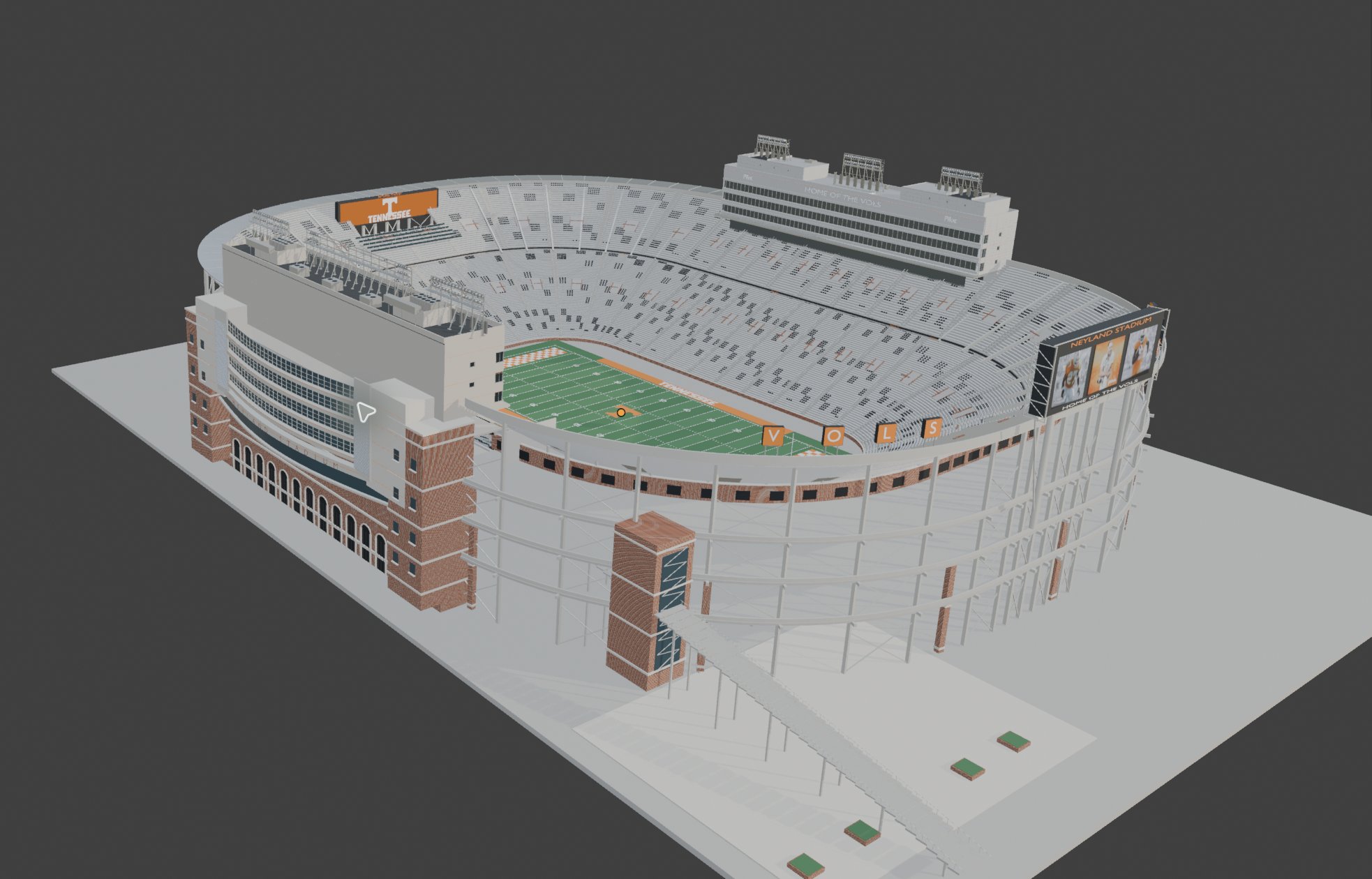 GPT-6 Astra builds a 3D Neyland Stadium model in Blender