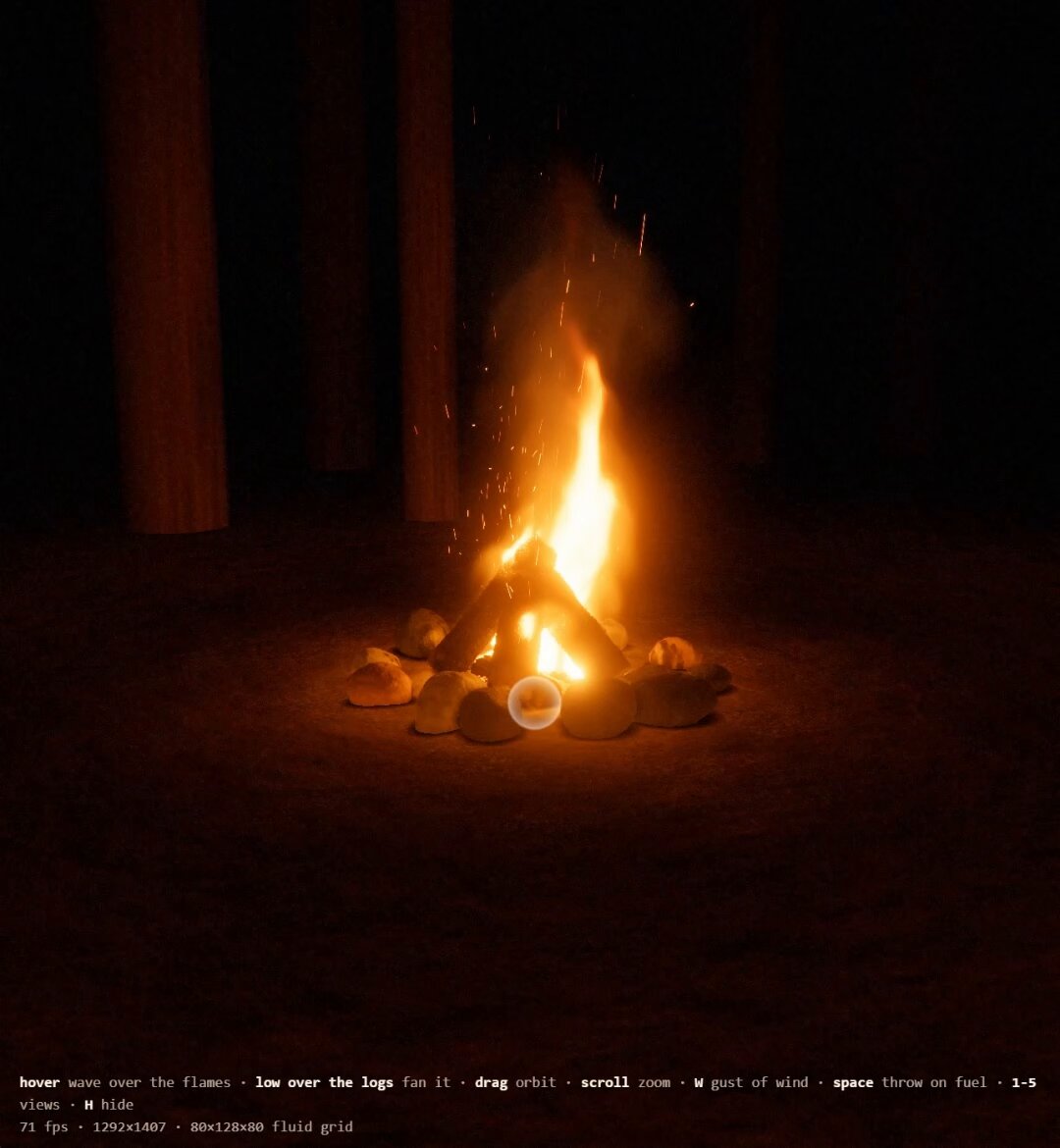 Opus 5.5 codes an interactive campfire animation