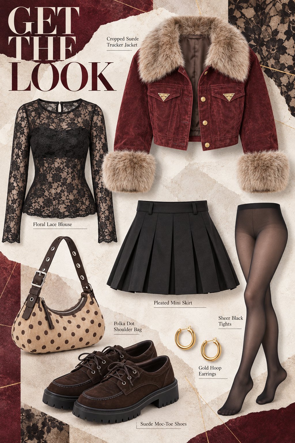 ChatGPT Images 2.5 prompt for suede jacket and lace top (image 3 of 3)