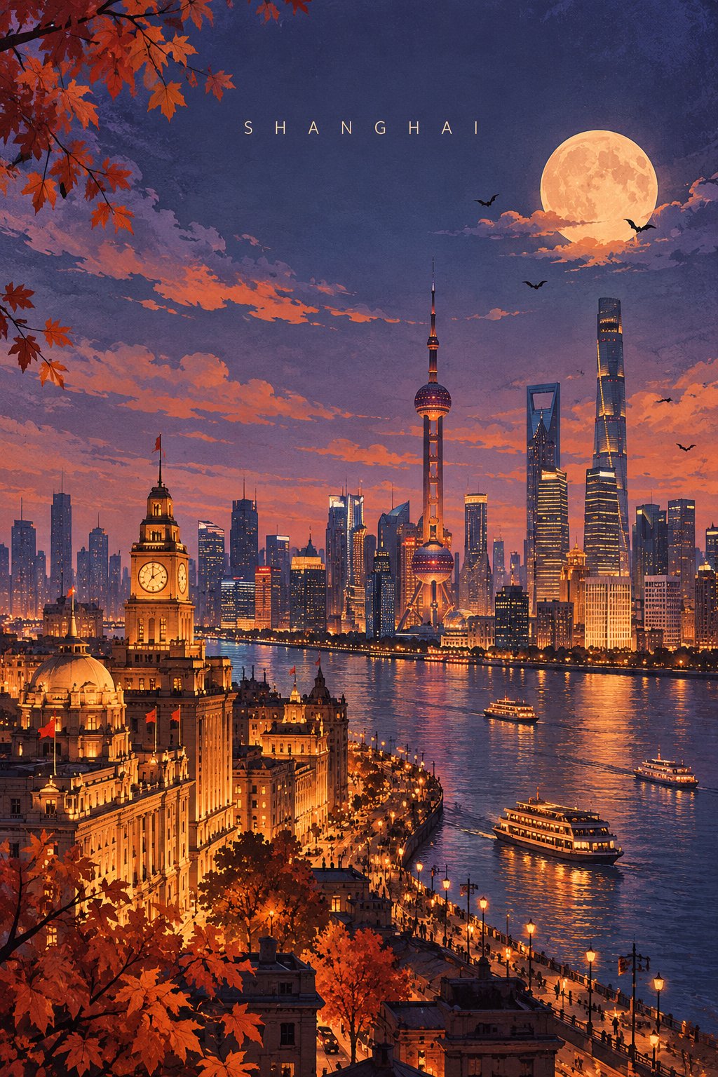 GPT Image 2.5 万圣节几何旅行海报提示词(第 1 张,共 2 张)
