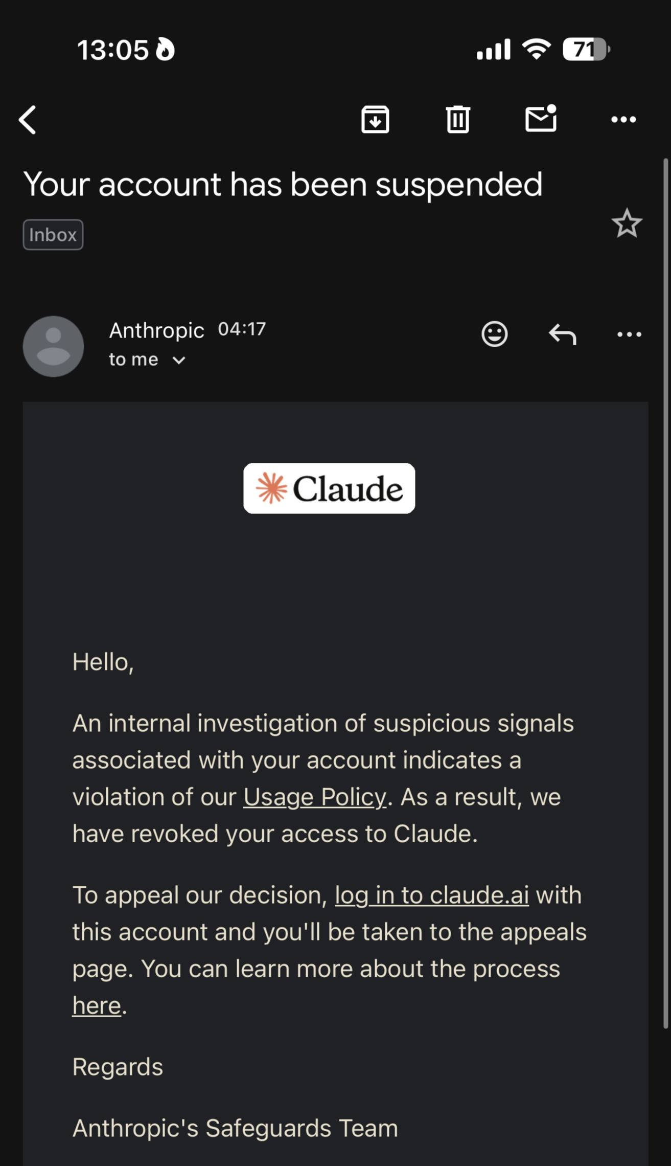 User notes their banned Claude x20 subscription was bought with KYC completed