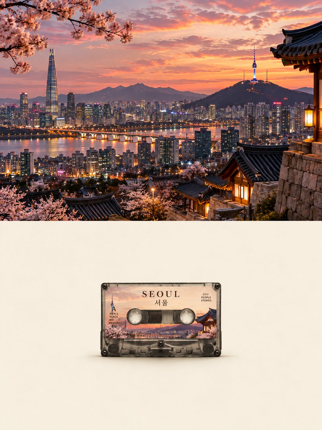 GPT Image 2.5 prompt for a city-memory cassette poster