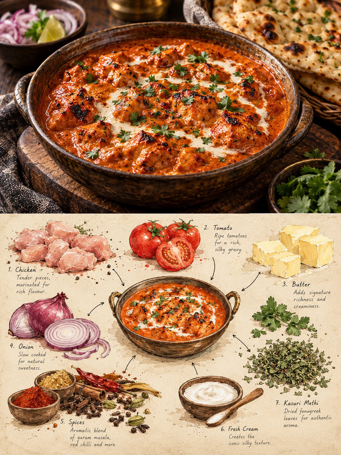 GPT Image 2.5 food editorial poster prompt pairs photo with sketchbook (image 3 of 4)