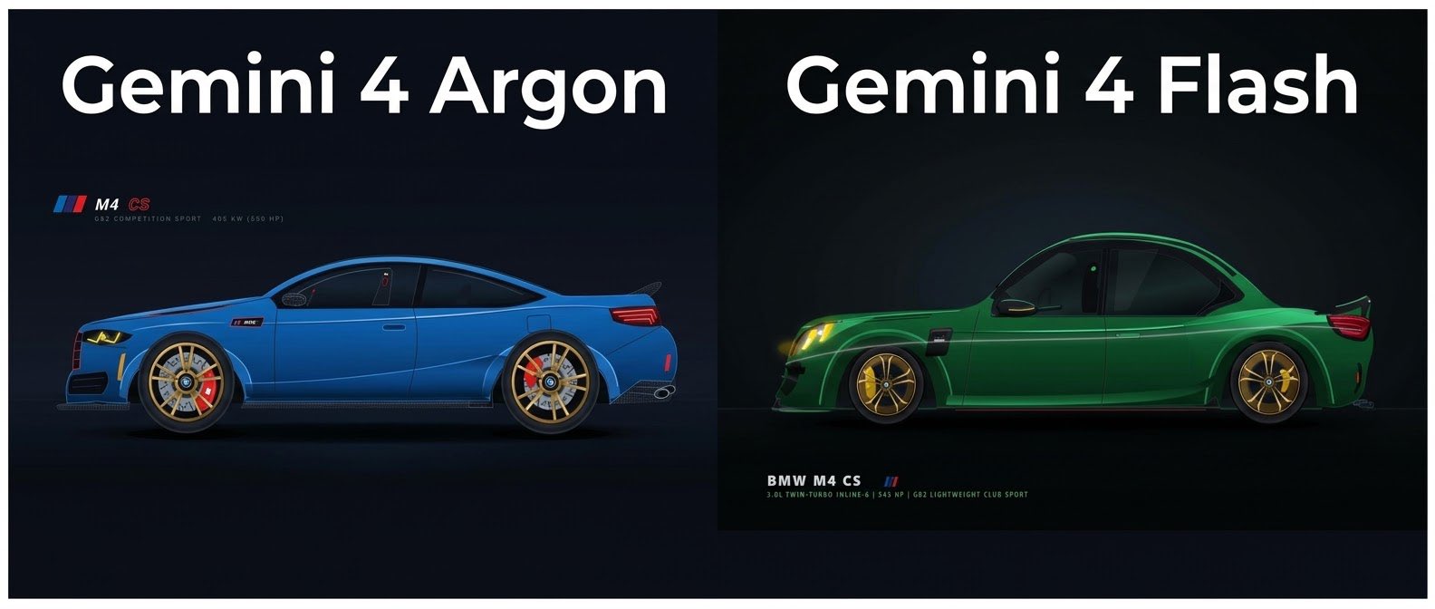 Gemini 4 Argon 与 Gemini 4 Flash 的宝马 M4 SVG 对比