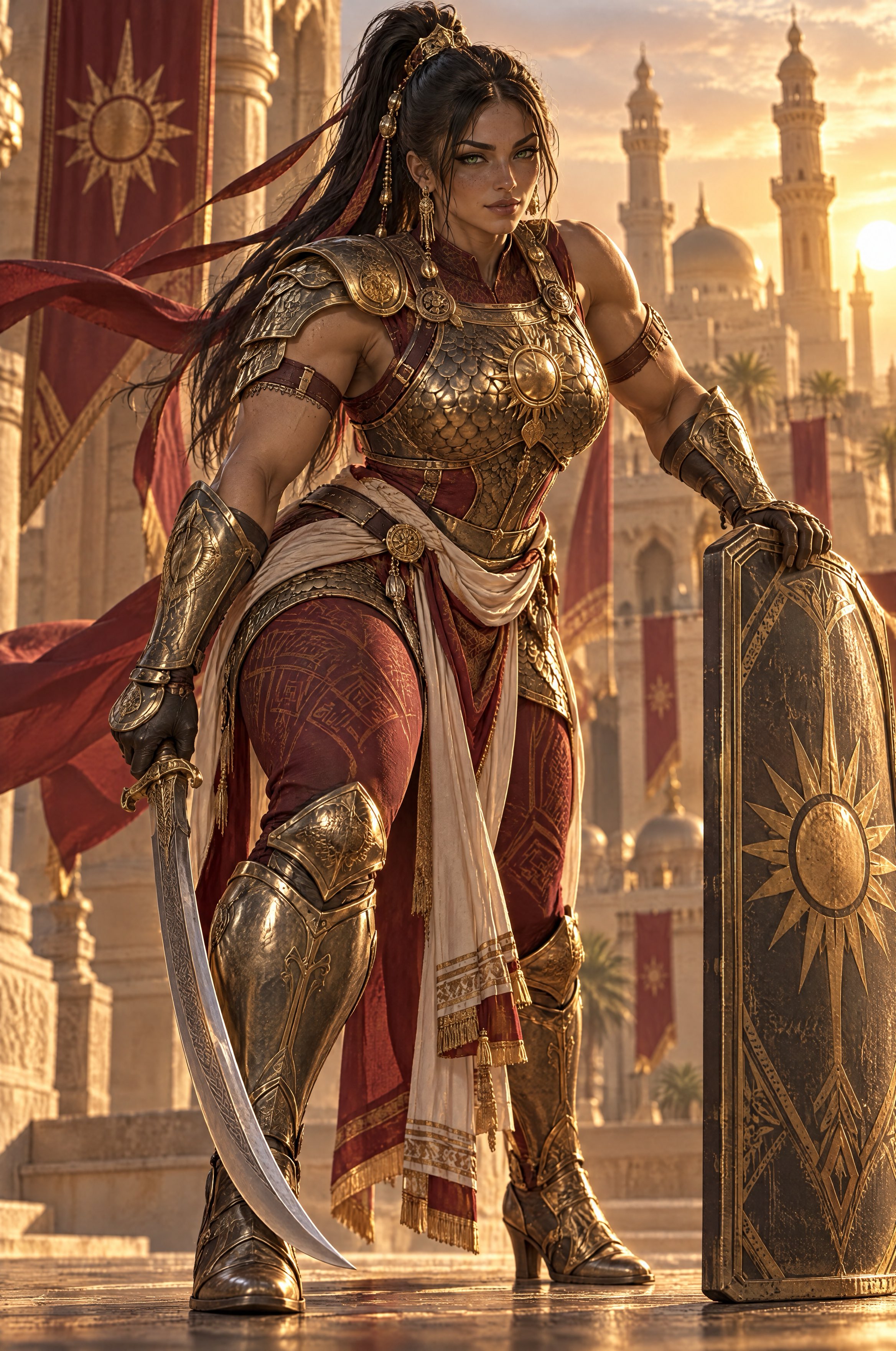 GPT Image 2.5 produces more varied muscle-girl character variants (image 2 of 4)
