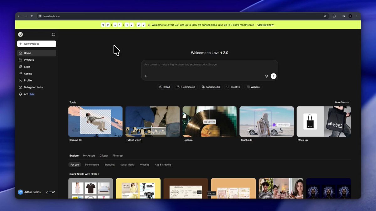 Lovart 2.0 实测：一句提示词生成整套个人品牌视觉