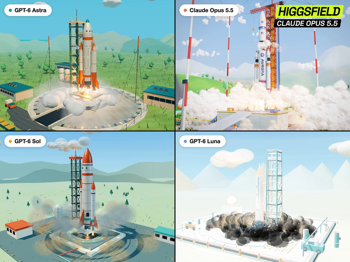Higgsfield compares 3D rocket launches from four models