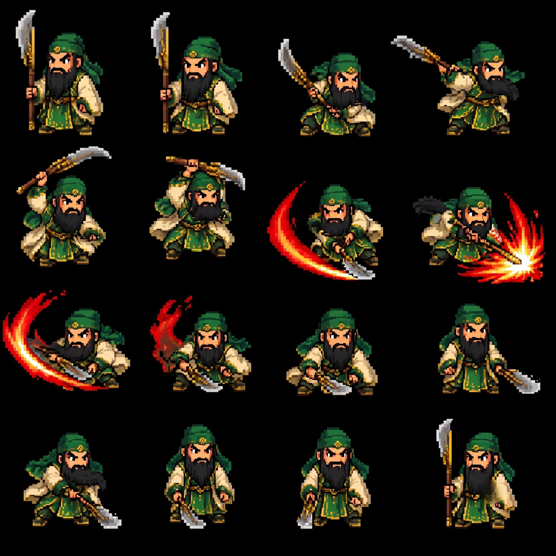 用 GPT Image 2.5 做关羽挥青龙偃月刀像素 GIF
