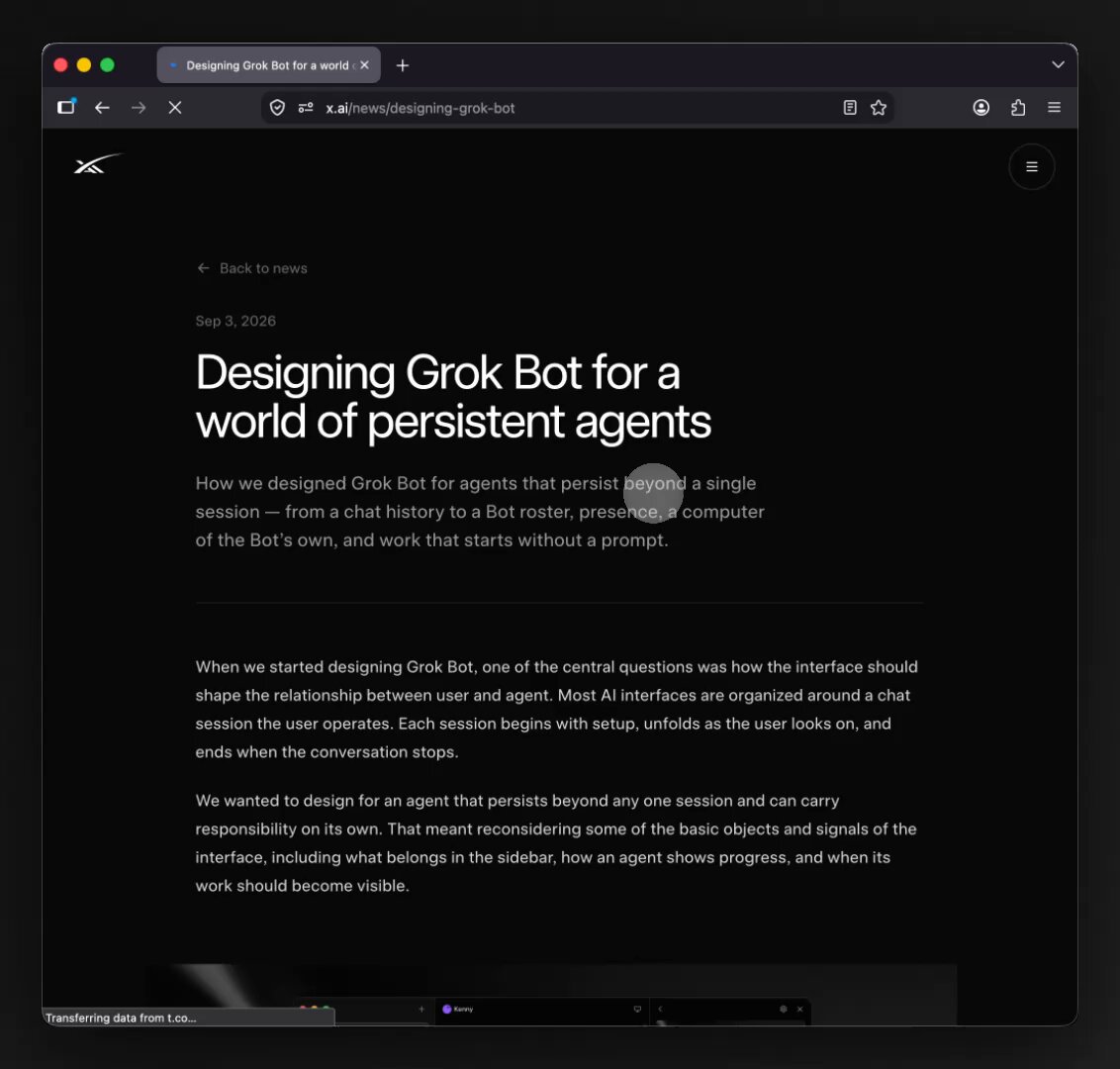 SpaceXAI 设计师用常驻 Grok Bot 做原型