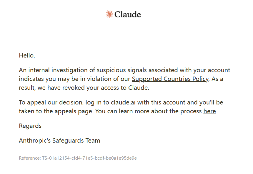 User's sixth Claude account banned after $20 top-up and two videos