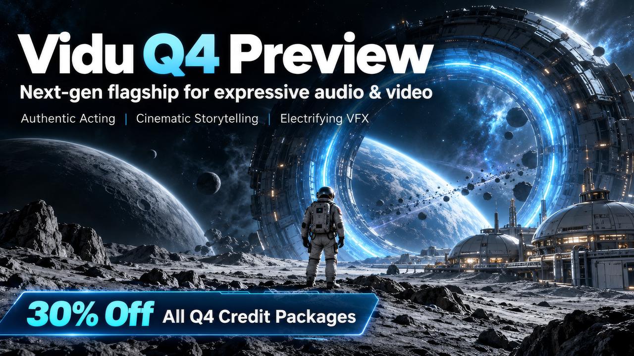 Vidu Q4 Preview：支持 4K 输出与 10-bit 色彩，积分包七折
