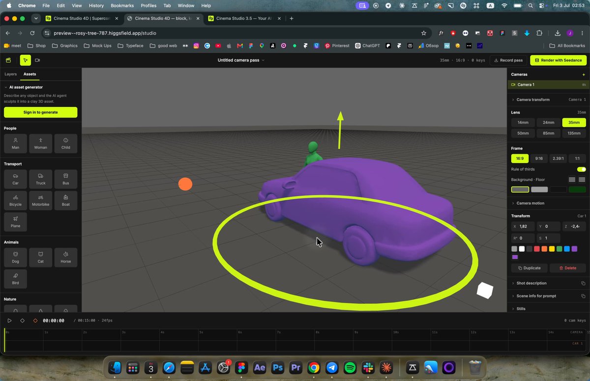 创作者用 Higgsfield 做 3D 分镜转视频