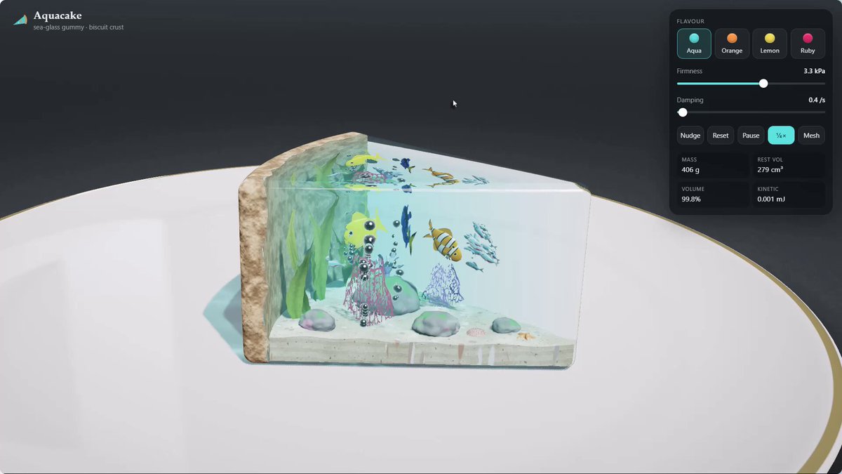 Opus 5.5 Max builds a wobbly aquarium jelly cake demo