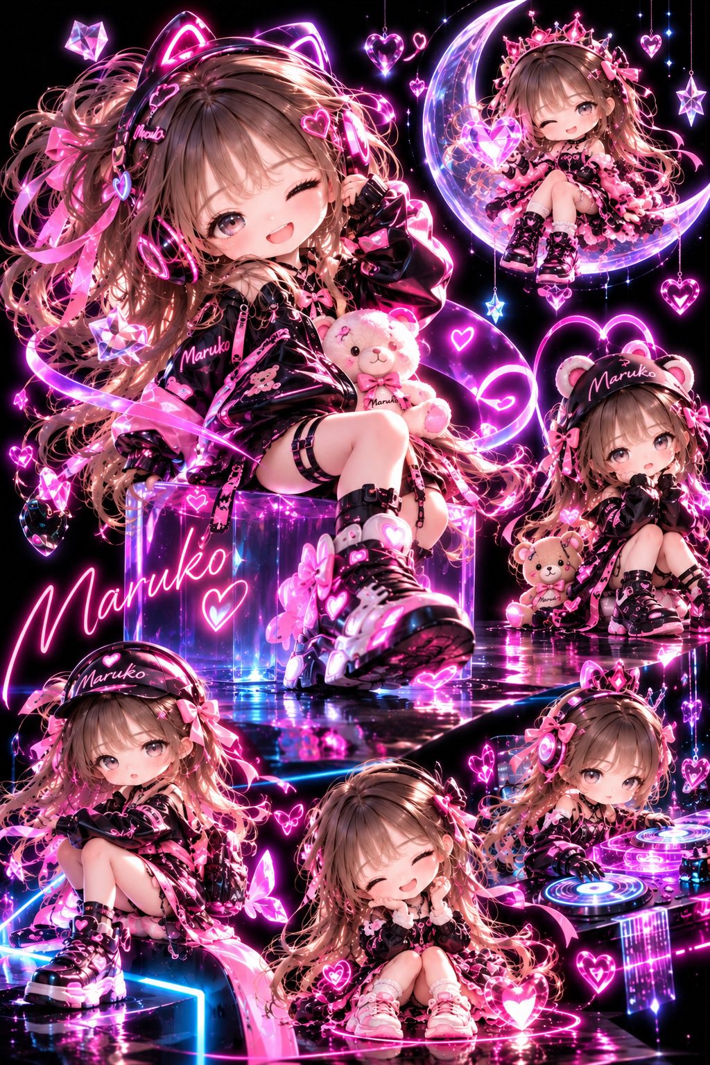 Maruko digital art No.772: neon chibi character