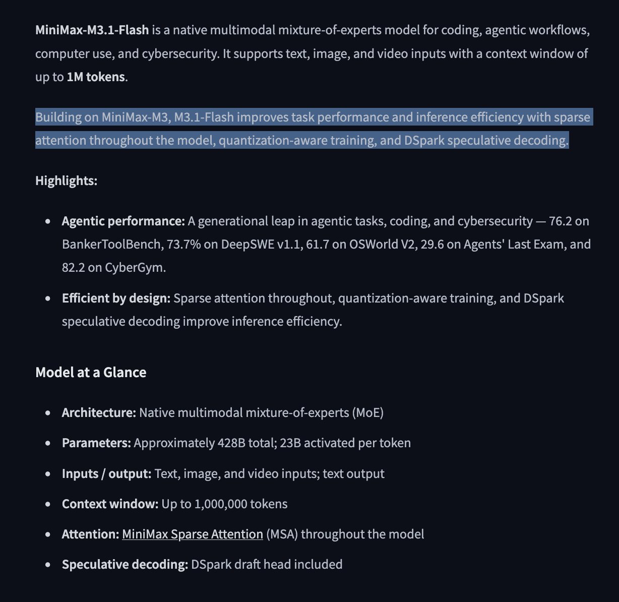 Skepticism that M3.1 Flash is a rebranded M3 with sparsified attention and quantization (image 1 of 2)