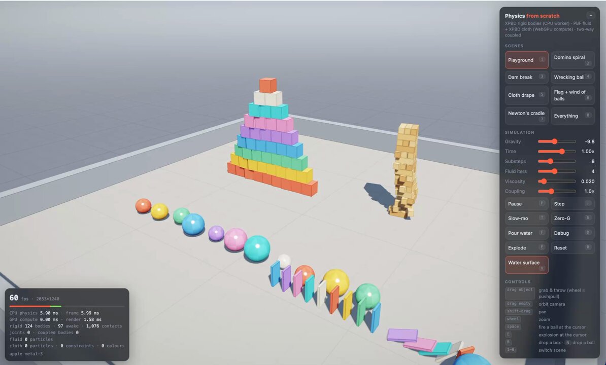 Opus 5.5 builds a WebGPU physics engine from scratch in half an hour