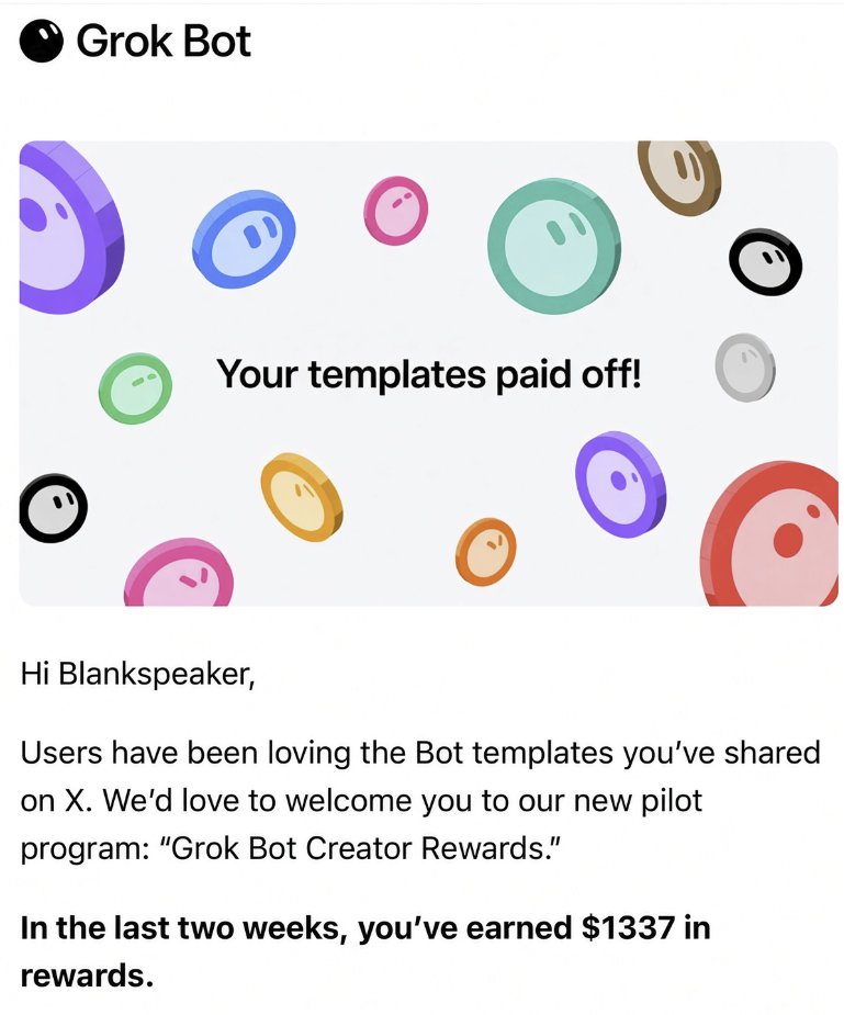 Grok Bot template rewards pilot opens to invited creators