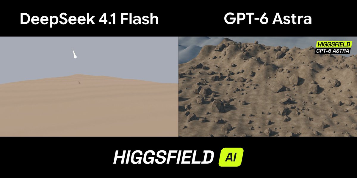Higgsfield 陨石撞击模拟对比 DeepSeek 4.1 Flash 与 GPT-6 Astra