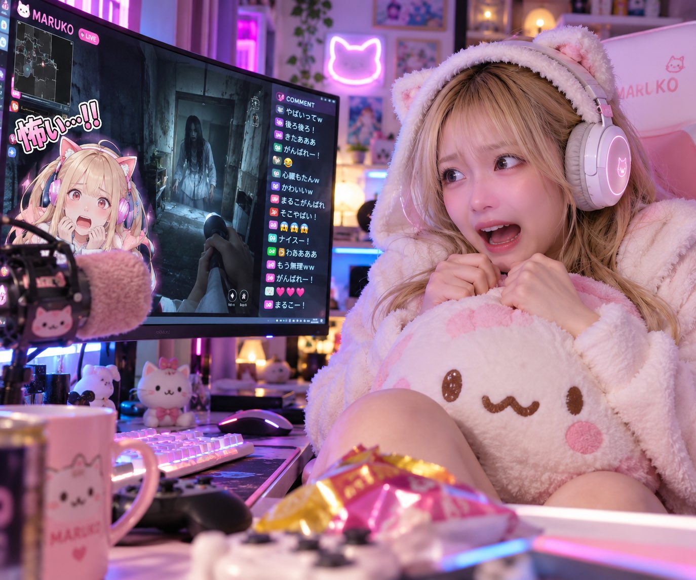 ChatGPT Images 2.5 generates a VTuber's nighttime creative room