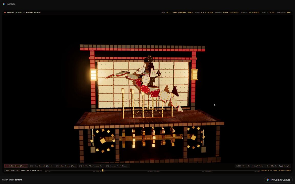 Gemini 4 Pro generates "KARAKURI ORIGAMI" mechanical origami video