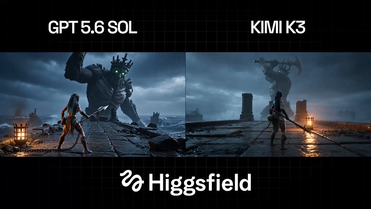 Kimi K3 与 GPT 5.6 Sol 动作场景对比